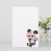 Niedlich Rainbow Anime Panda Girl Briefpapier (Stehend Vorderseite)
