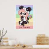 Niedlich Rainbow Anime Panda Girl Poster (Küche)