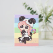 Niedlich Rainbow Anime Panda Girl Postkarte (Stehend Vorderseite)