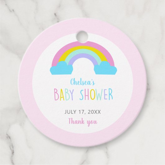 Niedlich Rainbow Baby Dusche Spaß Braun Pastellfar Geschenkanhänger (Vorderseite)