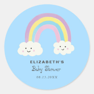 Niedlich Rainbow Baby Shower Boy Blue Kawaii Moder Runder Aufkleber