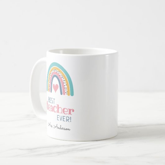 Niedlich Rainbow Best Teacher Ever Kaffeetasse (Vorderseite Links)