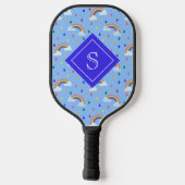 Niedlich Rainbow Blue Sky Personalisiert Monogram Pickleball Schläger (Rückseite)