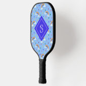 Niedlich Rainbow Blue Sky Personalisiert Monogram Pickleball Schläger (Links)