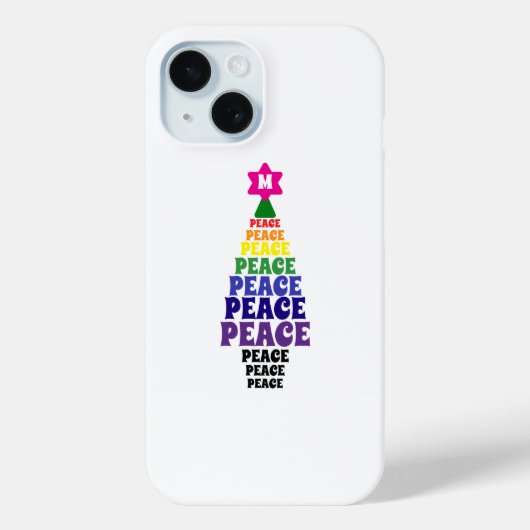 Niedlich Rainbow Christmas Peace Tree Add Initial Case-Mate iPhone Hülle (Rückseite)