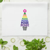 Niedlich Rainbow Christmas Peace Tree Add Initial Geschirrtuch (Gefaltet)