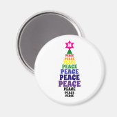 Niedlich Rainbow Christmas Peace Tree Add Initial Magnet (Vorderseite/Rückseite)