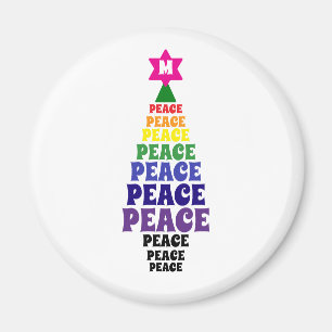 Niedlich Rainbow Christmas Peace Tree Add Initial Magnet