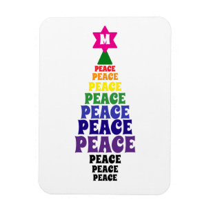 Niedlich Rainbow Christmas Peace Tree Add Initial Magnet