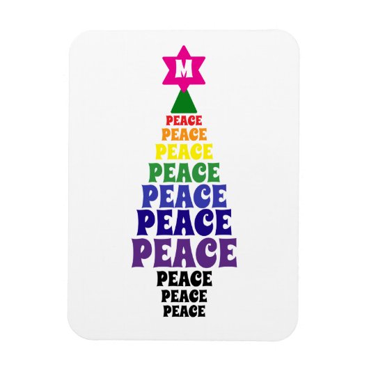 Niedlich Rainbow Christmas Peace Tree Add Initial Magnet (Vertikal)