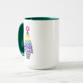 Niedlich Rainbow Christmas Peace Tree Add Initial Tasse (Vorderseite Links)