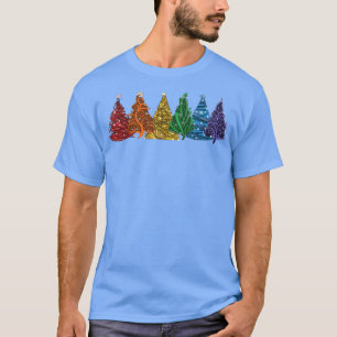 Niedlich Rainbow Christmas Trees Pajama Xmas Vibes T-Shirt