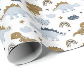 Niedlich Rainbow Dinosaur Muster Geschenkpapier (Rolleneckpunkt)