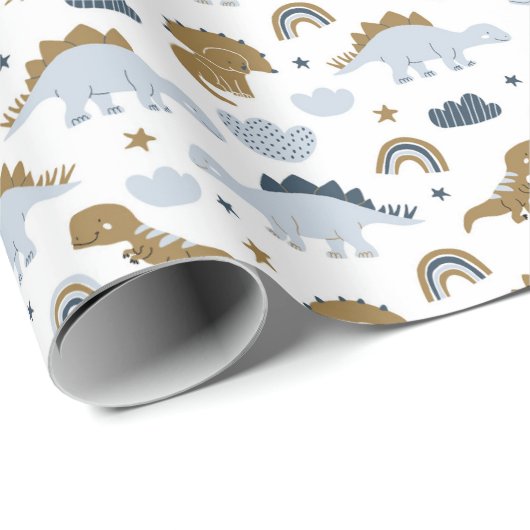 Niedlich Rainbow Dinosaur Muster Geschenkpapier (Rolleneckpunkt)