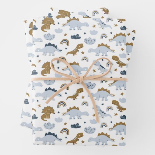 Niedlich Rainbow Dinosaur Muster Geschenkpapier Set (Beispiel)