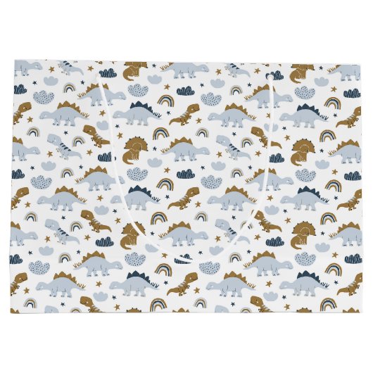 Niedlich Rainbow Dinosaur Muster Große Geschenktüte (Rückseite)