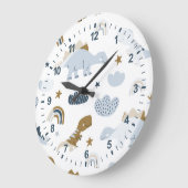 Niedlich Rainbow Dinosaur Muster Große Wanduhr (Winkel)