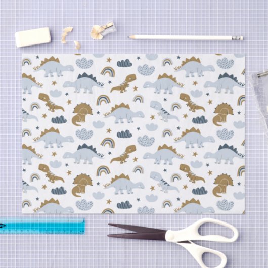 Niedlich Rainbow Dinosaur Muster Seidenpapier (Handwerk)