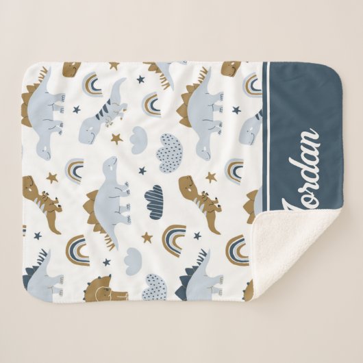 Niedlich Rainbow Dinosaur Muster Sherpadecke (Vorderseite (Horizontal))