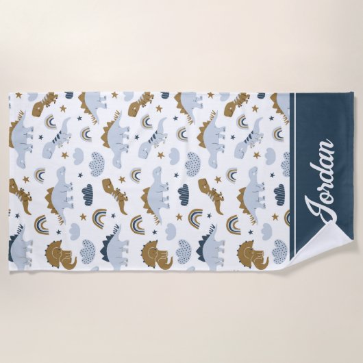 Niedlich Rainbow Dinosaur Muster Strandtuch (Vorderseite)