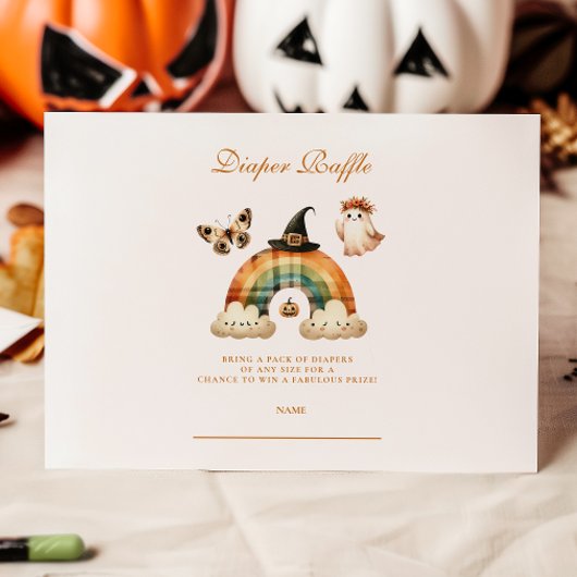 Niedlich Rainbow Halloween Diapper Raffle Begleitkarte