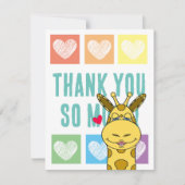 Niedlich Rainbow Heart Giraffe Vielen Dank Mitteilungskarte (Vorderseite)