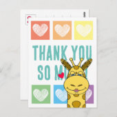Niedlich Rainbow Heart Giraffe Vielen Dank Postkarte (Vorne/Hinten)
