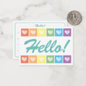 Niedlich Rainbow Heart Hello Lined Mini Mitteilungskarte (Vorderseite/Rückseite Beispiel)