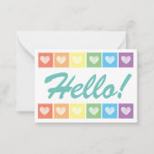 Niedlich Rainbow Heart Hello Lined Mini Mitteilungskarte (Vorderseite)