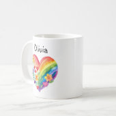 Niedlich Rainbow Heart Individuelle Name Kaffeetasse (Vorderseite Links)