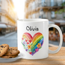 Niedlich Rainbow Heart Individuelle Name