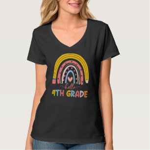 Niedlich Rainbow Hello 4th Grade Teacher Erster Ta T-Shirt