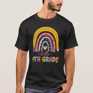 Niedlich Rainbow Hello 4th Grade Teacher Erster Ta T-Shirt