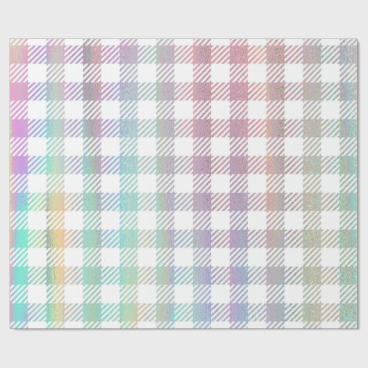 Niedlich Rainbow Iridescent Gingham Pattern Geschenkpapier (Flach)
