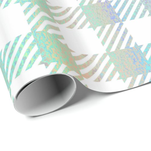 Niedlich Rainbow Iridescent Gingham Pattern Geschenkpapier (Rolleneckpunkt)