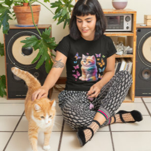 Niedlich Rainbow Kitten and Butterfets Sublimation T-Shirt