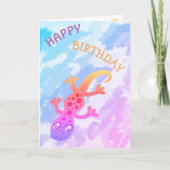 Niedlich Rainbow Lizard Gecko Happy Birthday Karte (Vorderseite)