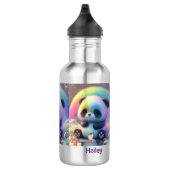 Niedlich Rainbow Panda Name Personalisiert Edelstahlflasche (Rechts)