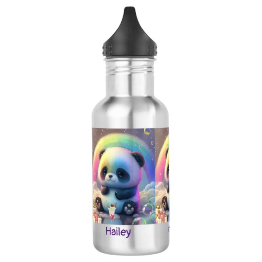 Niedlich Rainbow Panda Name Personalisiert Edelstahlflasche (Links)