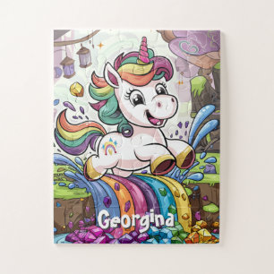 Niedlich Rainbow Personalisiert Unicorn Kinder Puzzle