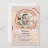 Niedlich Rainbow Pink Geburtstag Einladung (Vorderseite)