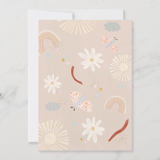 Niedlich Rainbow Pink Geburtstag Einladung (Rückseite)