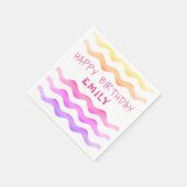 Niedlich Rainbow Pink Wave Pattern Girl Birthday Serviette (Ecke)