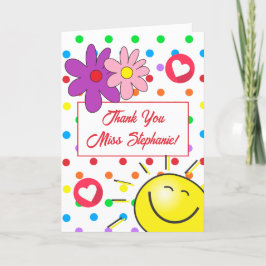 Niedlich Rainbow Polka Dot Sunshine Teacher Dankeskarte