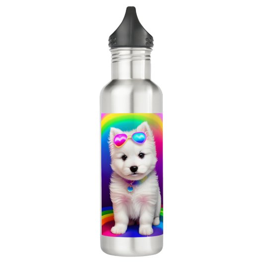Niedlich Rainbow Puppy Personalisiert Edelstahlflasche (Links)