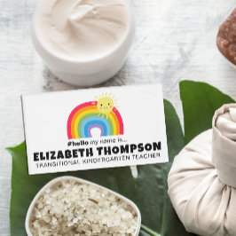 Niedlich Rainbow Retro Hallo mein Name ist Magneti Namenschild