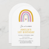 Niedlich Rainbow simple Einladung zum 1. Geburtsta (Vorne/Hinten)