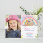 Niedlich Rainbow Sloth Art Party Paint Birthday Fo Einladung (Stehend Vorderseite)
