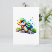 Niedlich Rainbow Turtle Dankeskarte (Stehend Vorderseite)