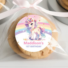 Niedlich Rainbow Unicorn 1. Geburtstag Vielen Dank